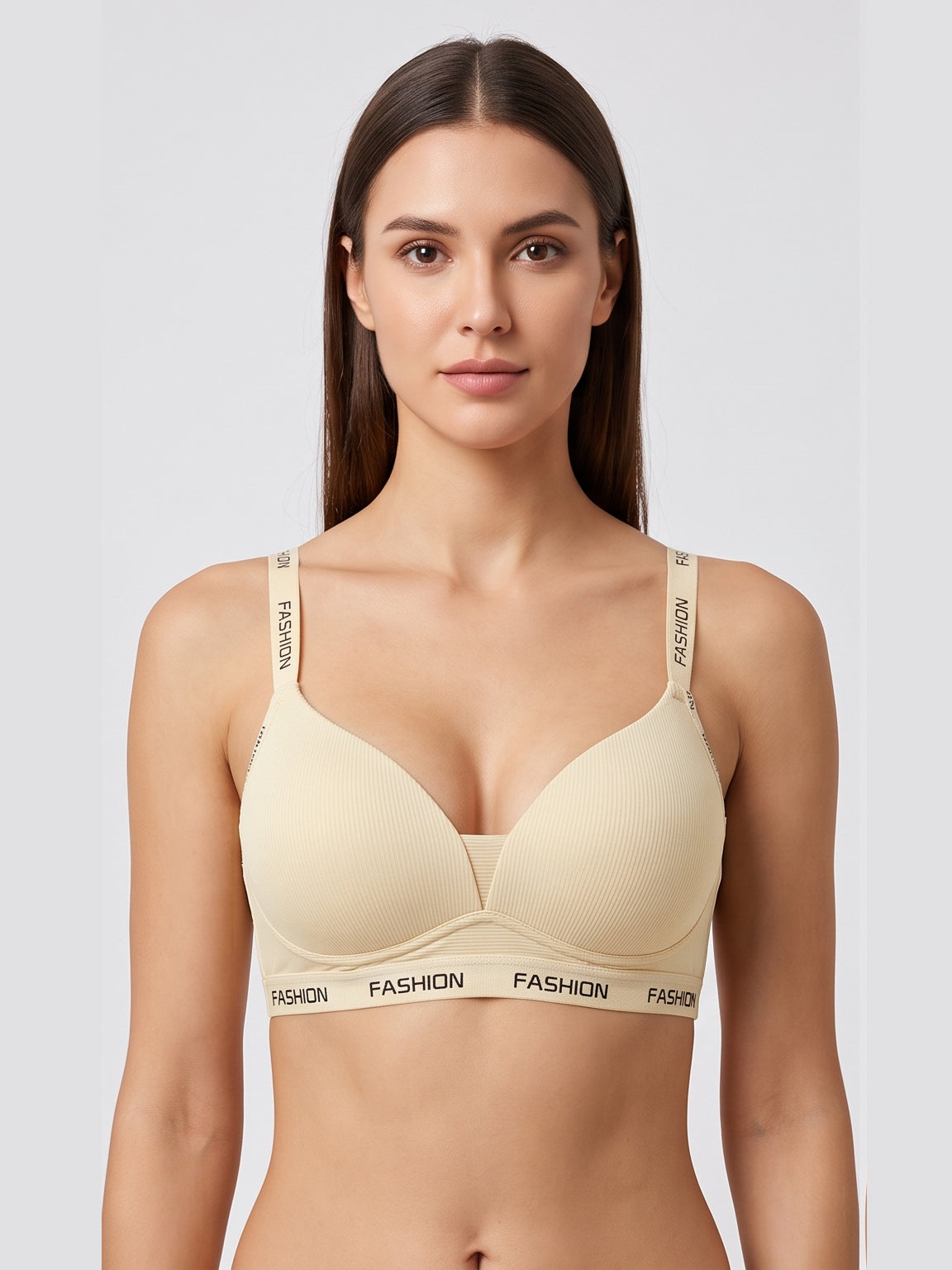 Ribbed Everyday Support Bra - Cream