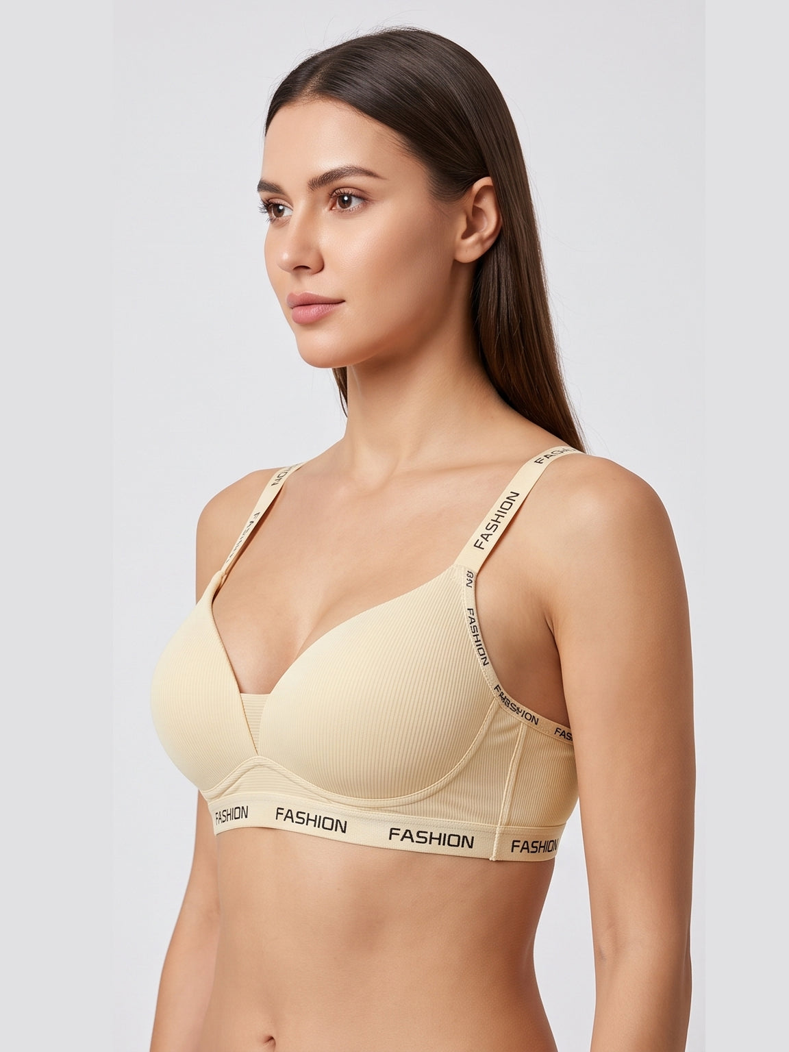 Ribbed Everyday Support Bra - Cream