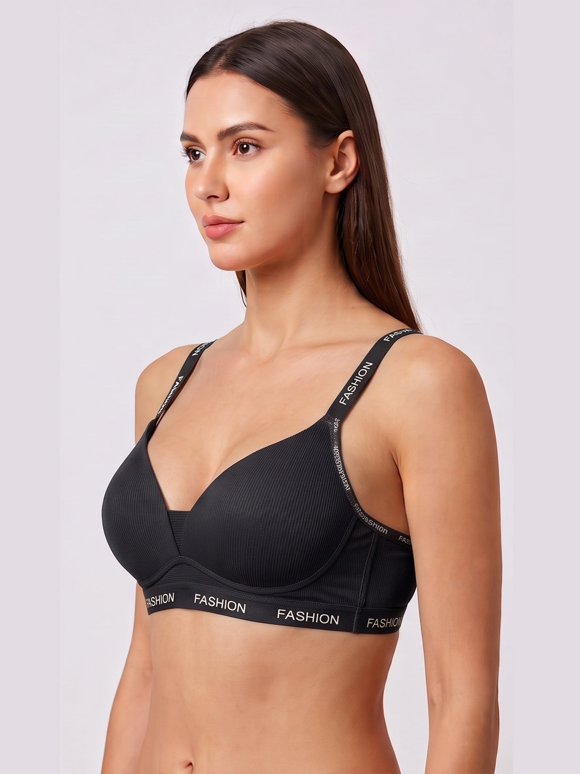 Ribbed Everyday Support Bra - Black