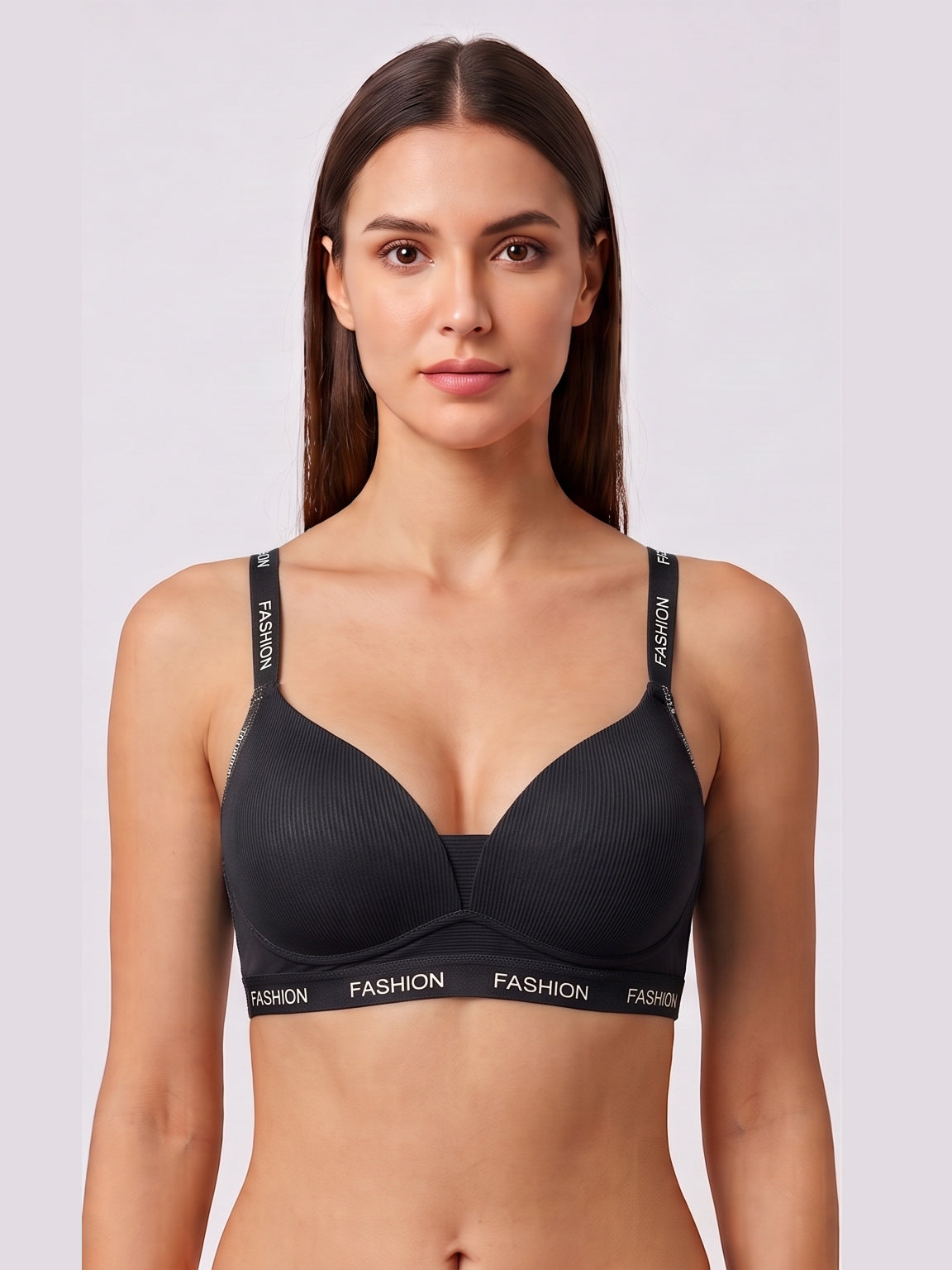 Ribbed Everyday Support Bra - Black