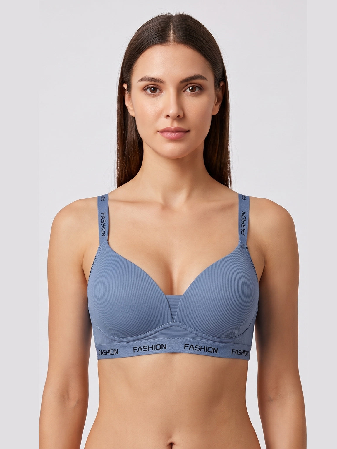 Ribbed Everyday Support Bra - Blue