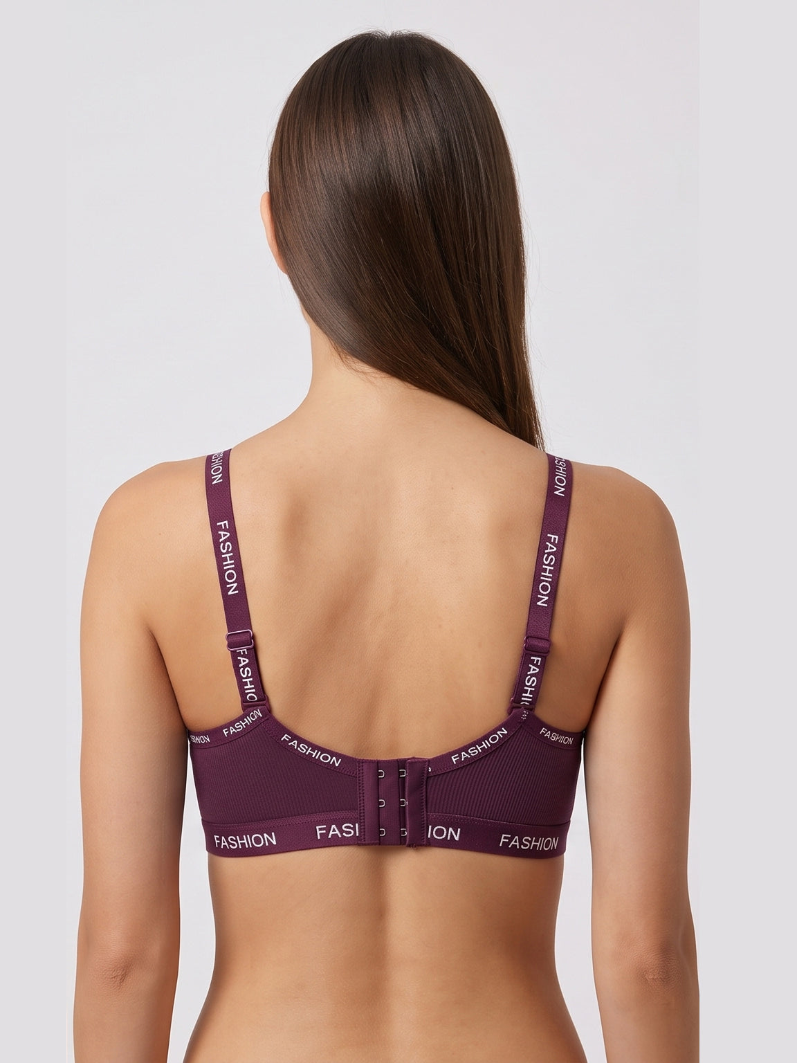 Ribbed Everyday Support Bra - Burgundy