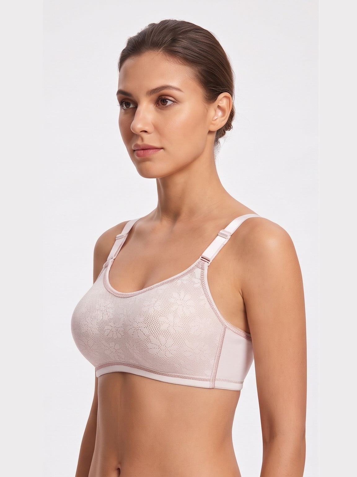 Floral Lace Wire free Bra – Light Pink