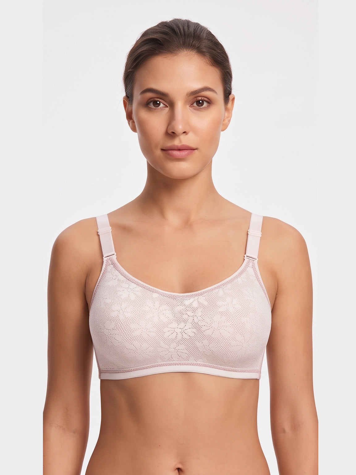 Floral Lace Wire free Bra – Light Pink
