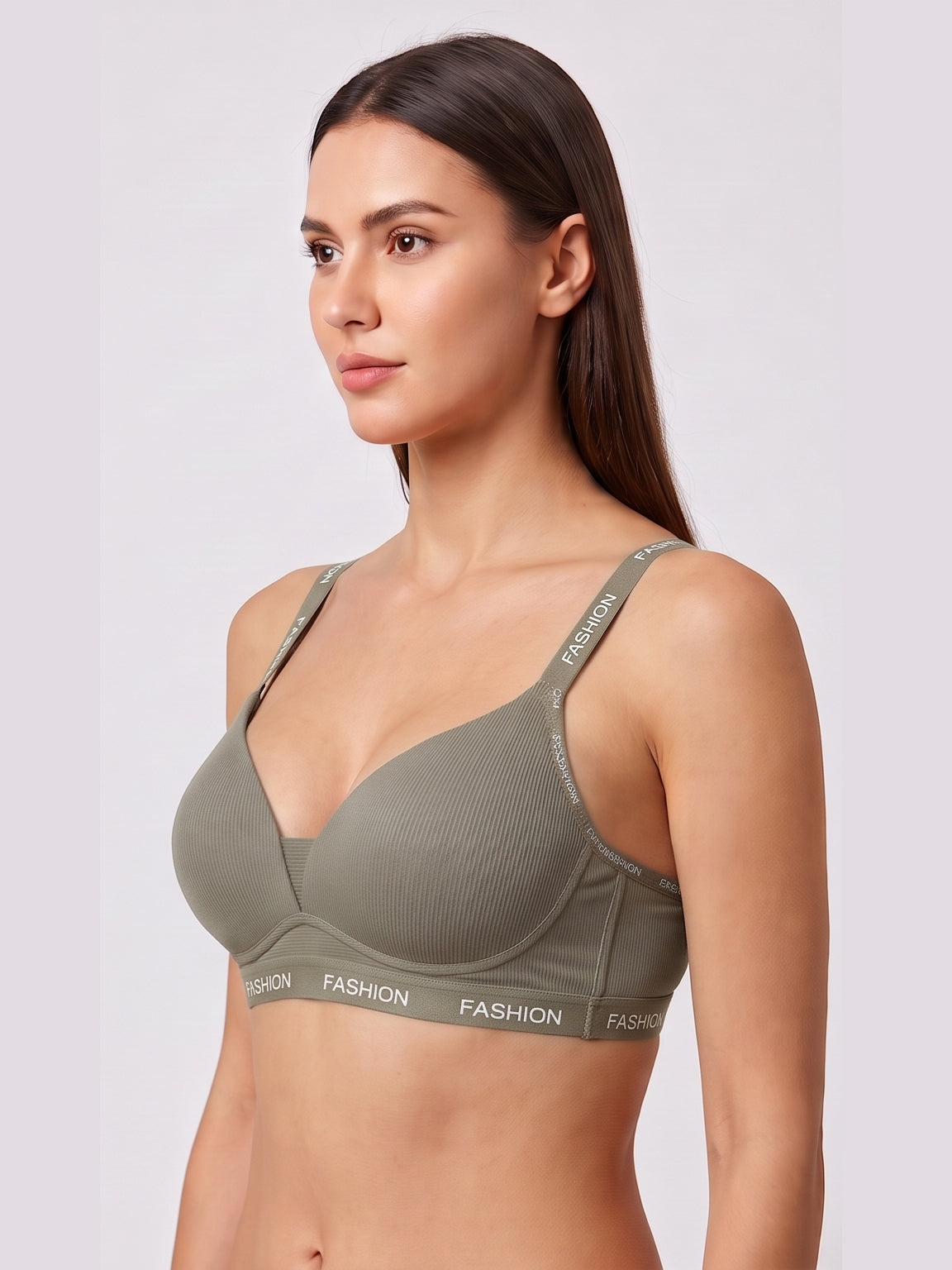Ribbed Everyday Support Bra - Olive