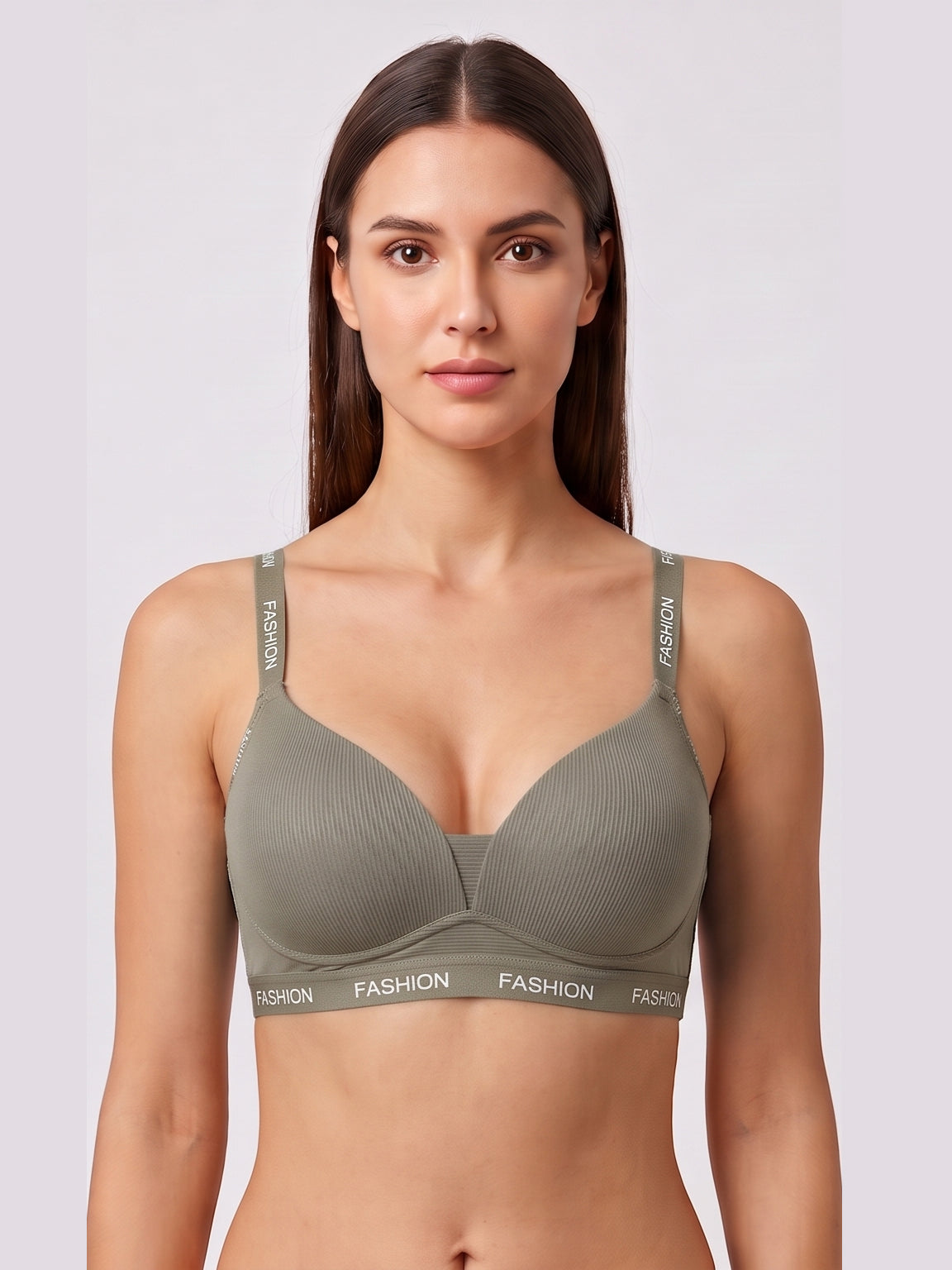 Ribbed Everyday Support Bra - Olive