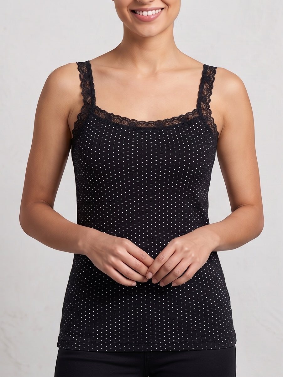 Elegant lace trim patterned camisole for women 