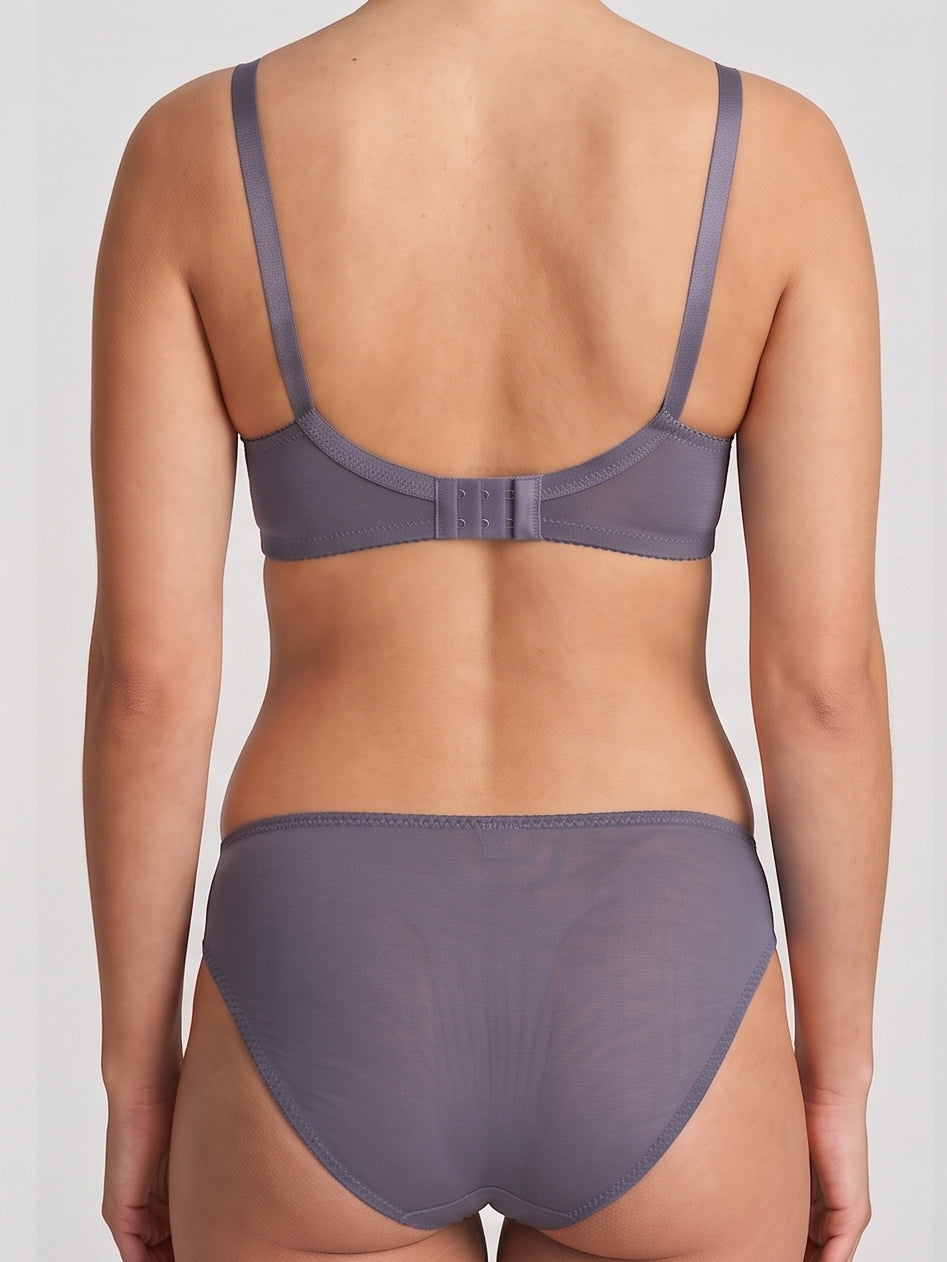 Floral Embroidered Lingerie Set - Purple