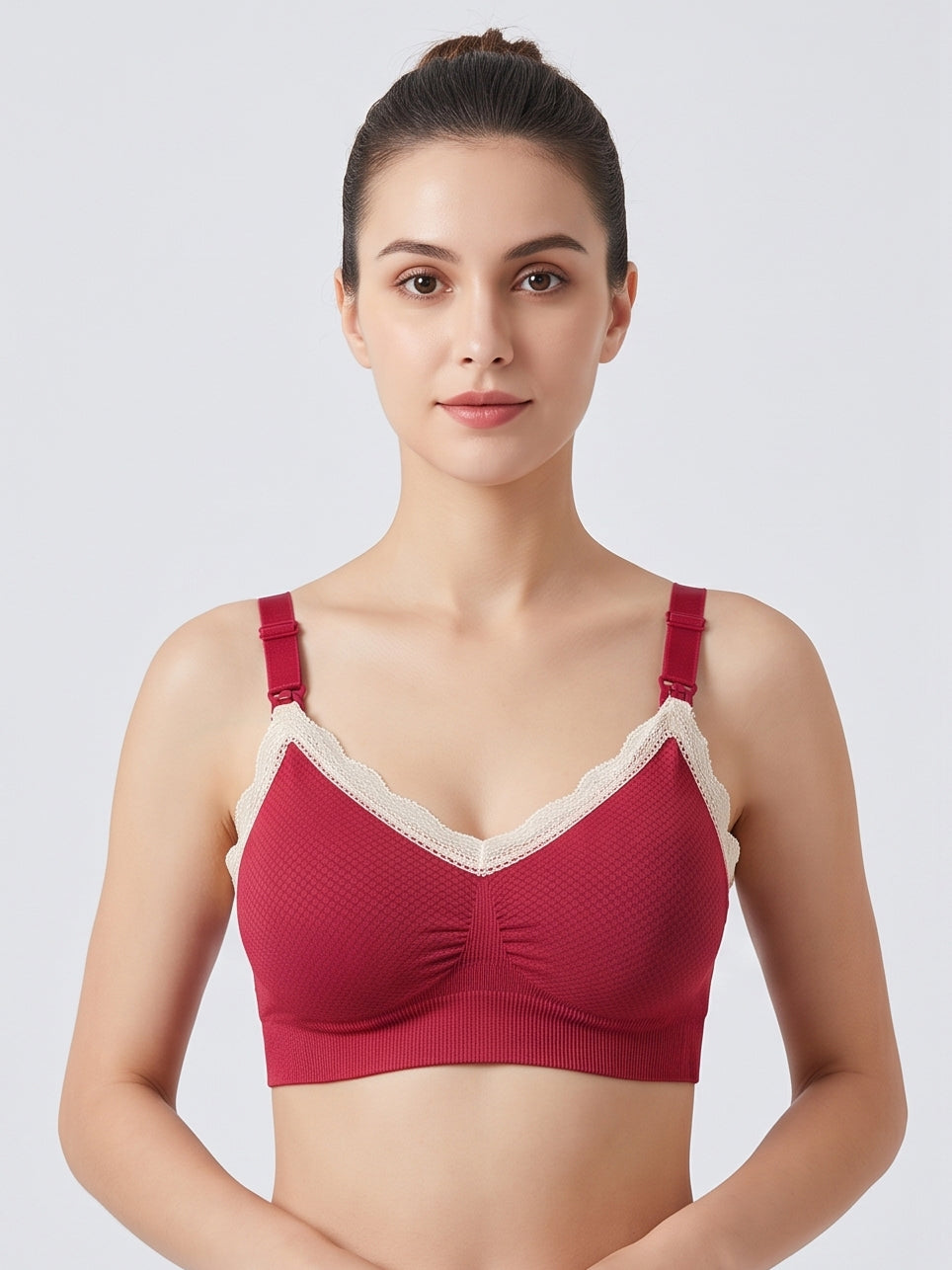 Comfortable Everyday Nursing Bra - Burgundy Red
