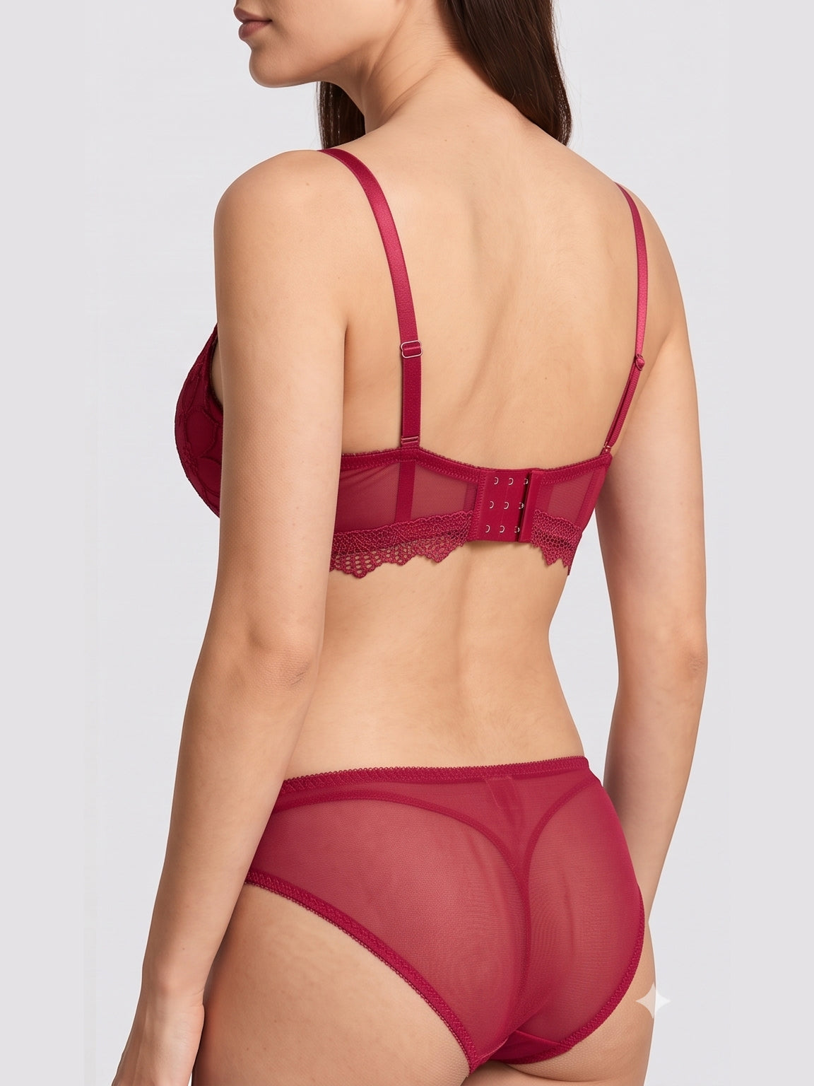 Floral Lace Lingerie Set - Red