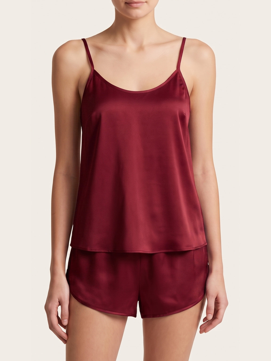 Luxe Satin Cami & Shorts Nightwear Set - Red